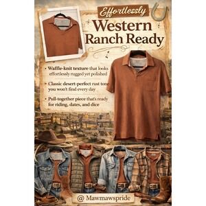 Weatherproof Vintage Mens Rust Orange Waffle Knit Short Sleeve Polo Shirt Small